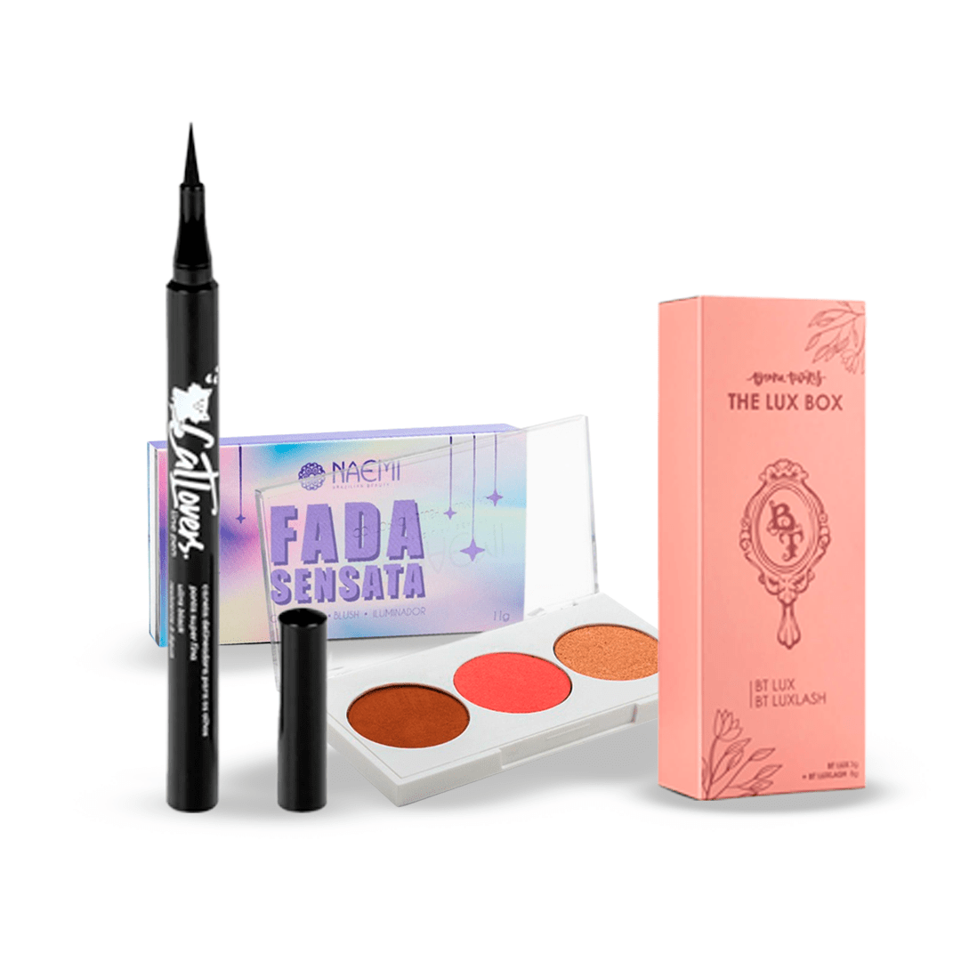 KIT OUSADA (1 CANETA DELINEADORA VIZZELA + 1 PALETA MULTIFUNCIONAL FADA SENSATA NAEMI + 1 BT LUX BOX ISIS)