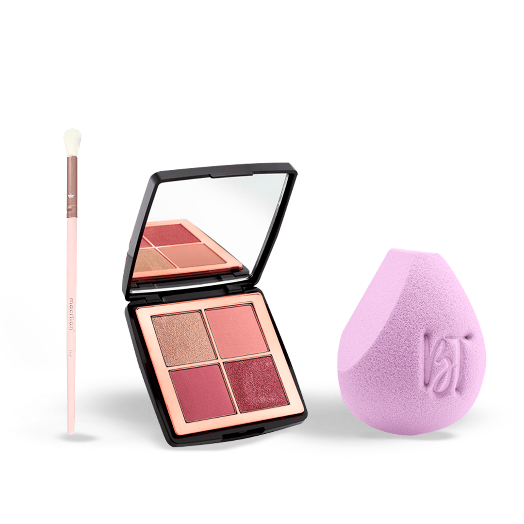 KIT ROMÂNTICA - (1 PALETA BT MINNIE MOUSE SHOW YOUR GLAM + 1 PINCEL F09 MACRILAN + 1 BT SOFT BLENDER)