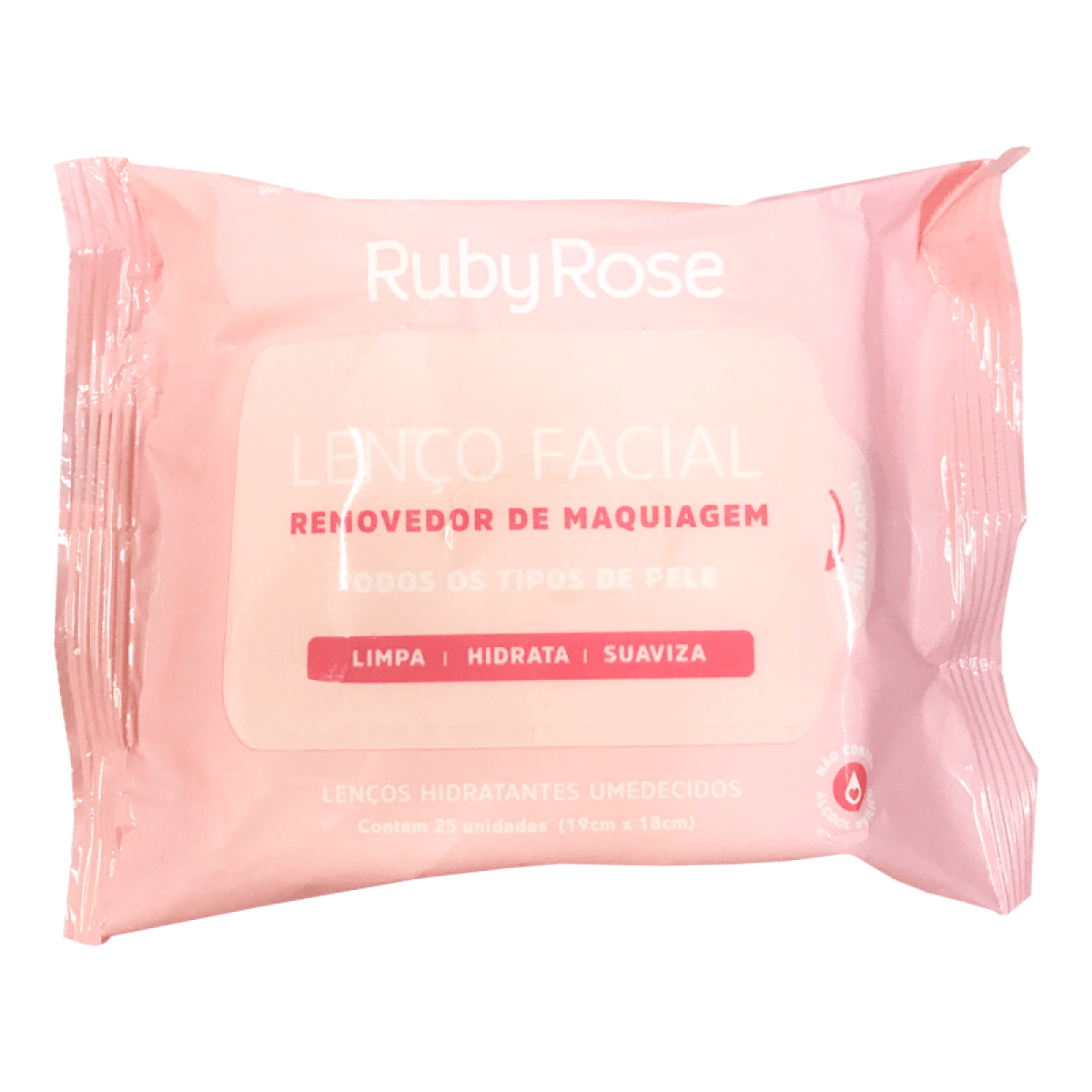 Lenço Facial Hidratante Umedecido - Removedor de Maquiagem - Ruby Rose